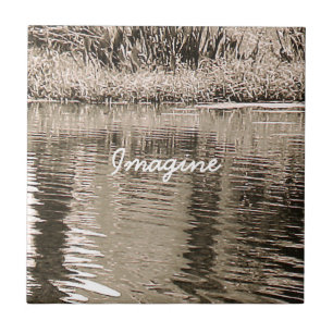 Azulejo Pond Sepia Fotografía Tile Trivet