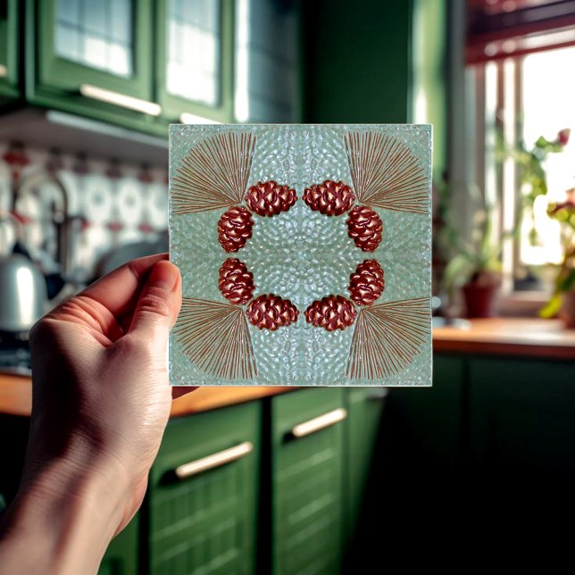 Azulejo Ponderosa Pinecone Tile (This unique Ponderosa pinecone pattern tile forms wreath.
)