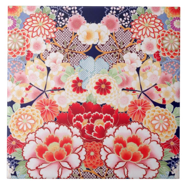 Azulejo PONENTE DE FLORES BLANCOS ROJOS, Rosas floridos ja (Frente)