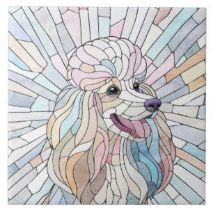 Azulejo Poodle - arte en mosaico pastel