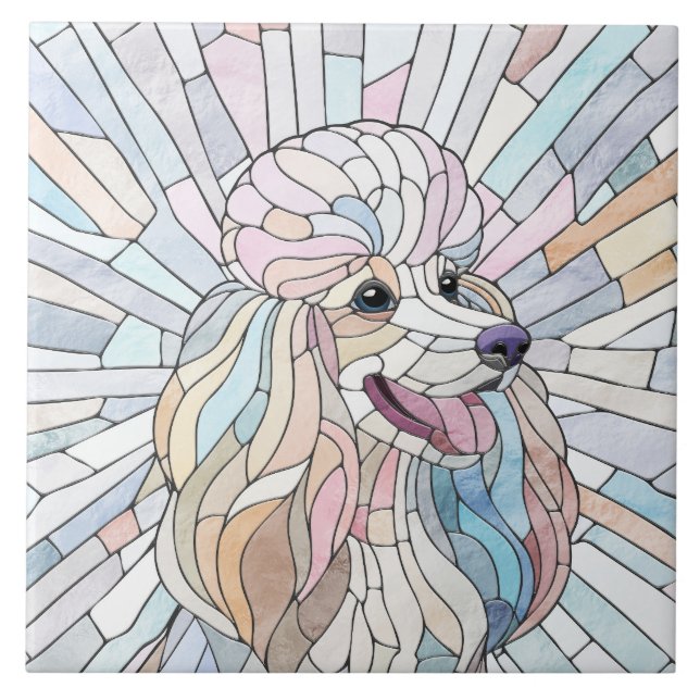 Azulejo Poodle - arte en mosaico pastel (Frente)