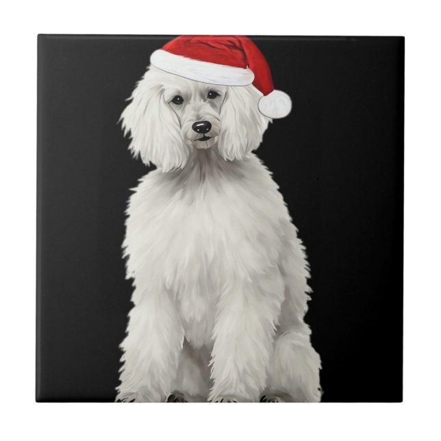 Azulejo Poodle de Navidad árbol de Navidad perro cachorro  (Frente)
