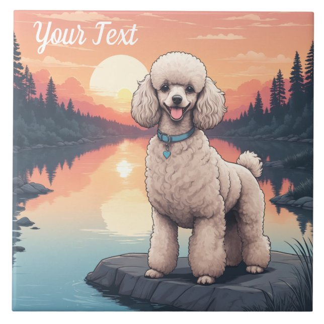 Azulejo Poodle junto al lago (Frente)