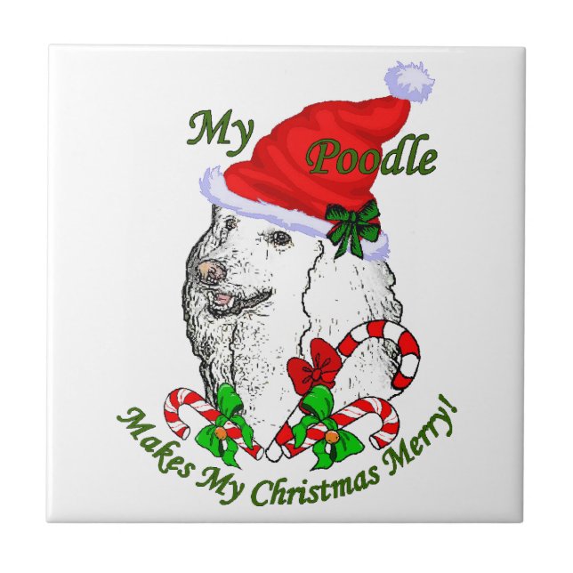 Azulejo Poodle Navidades Merry (Frente)