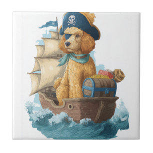 Azulejo Poodle Pirata � Perro Marino Divertido