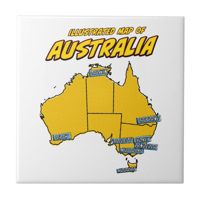 Azulejo Pop Art Ilustrado Australia  (Frente)