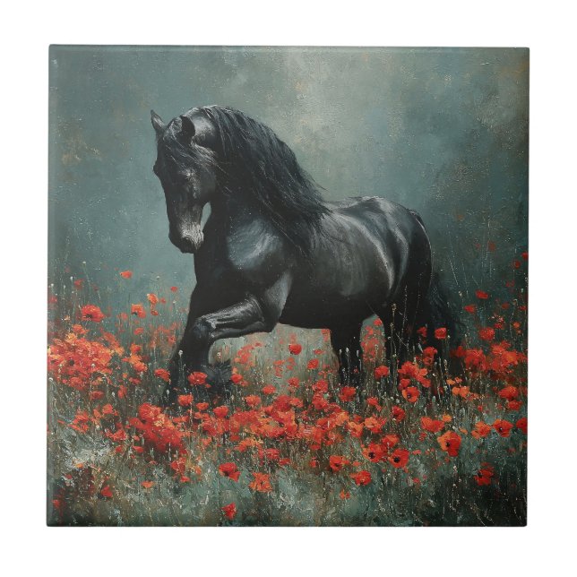 Azulejo Popas rojas de Stallion Friesiano Negro (Frente)