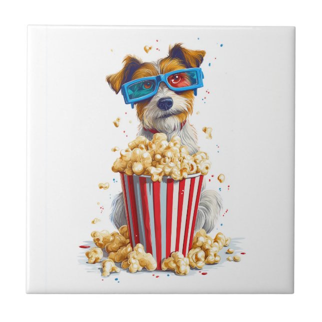 Azulejo Popcorn Pup � Movie Night Dog (Frente)
