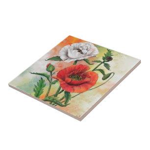 Azulejo Poppies Ceramic Tile