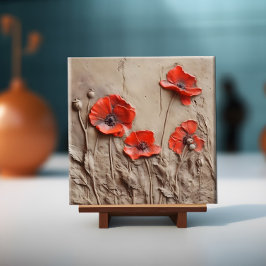 Azulejo Poppies de arcilla -