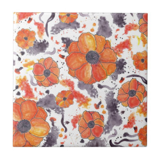 Azulejo Poppies pintados
