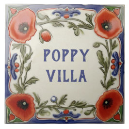 Azulejo Poppy Floral Personalizado Casa Nombre Placa Rótul