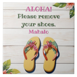 Azulejo Por favor, quítese los zapatos chanclas estilo haw