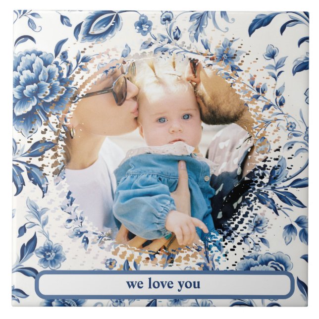 Azulejo porcelana delft azul blanca personalizado fotográf (Frente)