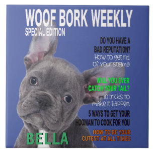 Azulejo Portada de la revista Boston Terrier Parody