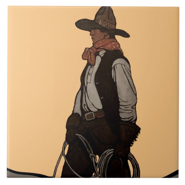 Azulejo Portada de la revista Cowboy de NC Wyeth (Frente)