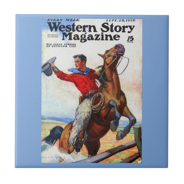 Azulejo Portada de la revista Western Story de 1924 (Frente)