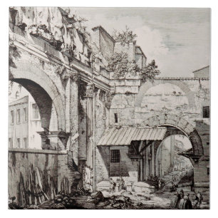 Azulejo Pórtico de Octavia Roma Arte en Blanco y Negro