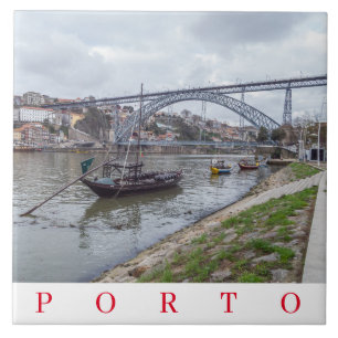 Azulejo Porto Luis I Bridge vista cerámica