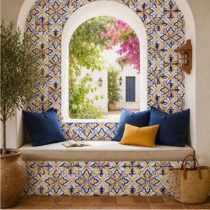 Azulejo Porto Lumina Radiant Indigo Amber Floral