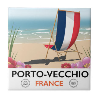 Azulejo Porto-Vecchio, afiche de viajes en la playa de Fra