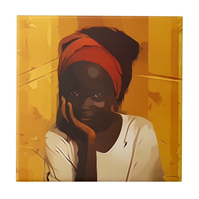 Azulejo Portrait of young african girl (Frente)