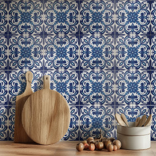 Azulejo portugués azul azul mediterráneo