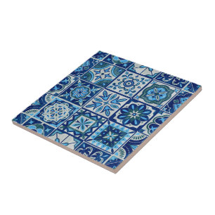 Azulejo portugués azul índigo decorativo de Lisboa