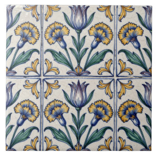 Azulejo portugués de Tulipán y Clavel