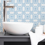 Azulejo Portugués Luz Mediterránea Azul Blanco<br><div class="desc">Estiloso estilo mediterráneo portugués patrón cerámica azules claro sobre un fondo blanco. Perfecto para un ambiente de mar fresco,  diseño interior o un respiro.</div>