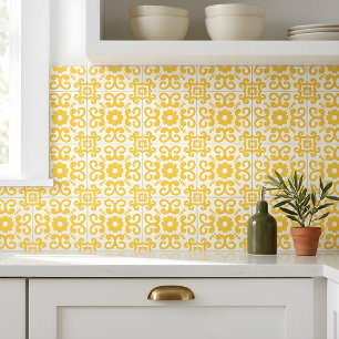 Azulejo Portugués Mediterráneo Amarillo Blanco Cálido 2
