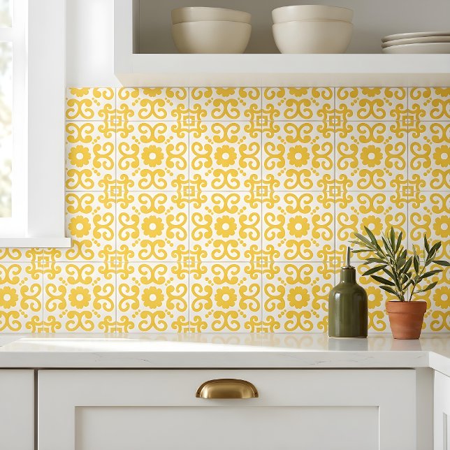 Azulejo Portugués Mediterráneo Amarillo Blanco Cálido 2 (Subido por el creador)