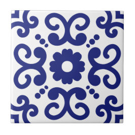 Azulejo Portugués Mediterráneo Azul Blanco 03
