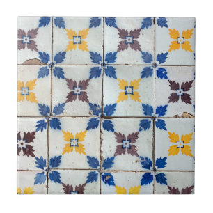 Azulejo portugués vintage estrella azul