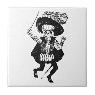Azulejo Posada Calavera bravucón (esqueleto)