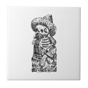 Azulejo Posada Calavera con el bigote y el Tequila