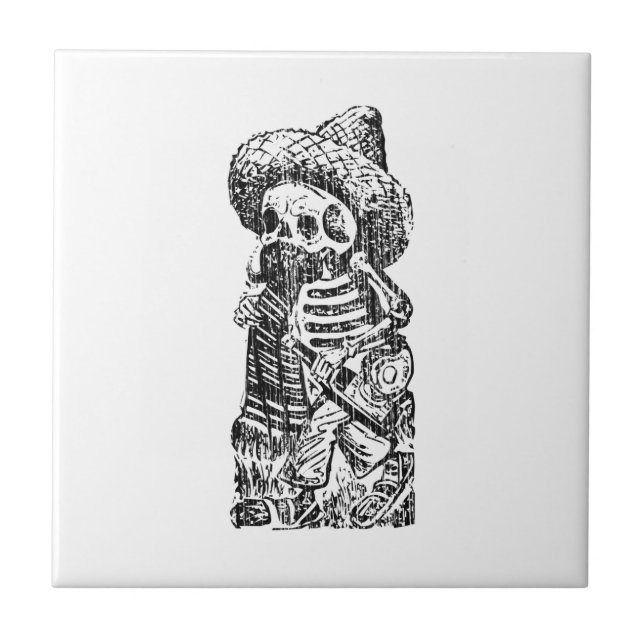 Azulejo Posada Calavera con el bigote y el Tequila (Frente)