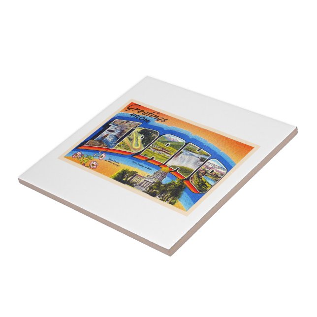 Azulejo Postal de la carta grande del estado de Idaho ID (Lado)