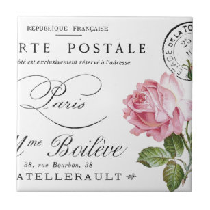 Azulejo Postal francesa con Rosas Shabby Chic
