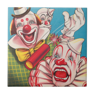 Azulejo Poster Circus Mostrando Rostros De Payaso Y Cracke