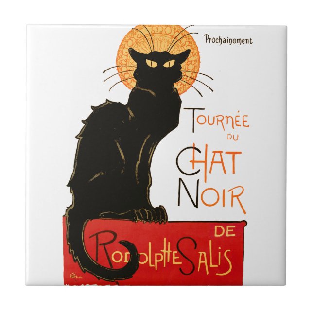Azulejo Póster Clásico Gato Negro Steinlen Chat Noir Franc (Frente)