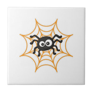 Azulejo Póster de araña de Halloween lindo