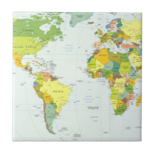 Azulejo Póster de Atlas Mapa Mundial Político: Decoración