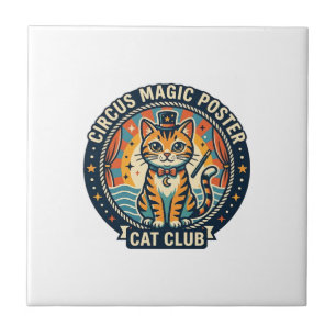 Azulejo Póster de Magia de Circo Gato Diseño de Gatito Lin