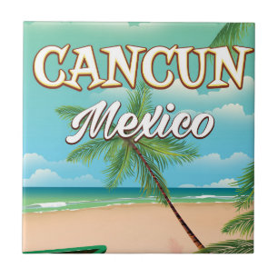 Azulejo Poster de playa de Cancún México