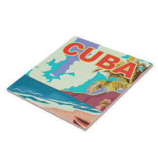 Azulejo Poster de viaje de Cuba