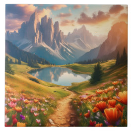 Azulejo Póster de viaje de estilo vintage de los Dolomitas