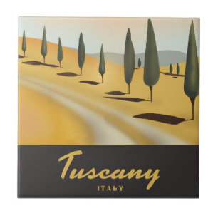 Azulejo Póster de viaje de estilo vintage de Toscana Itali
