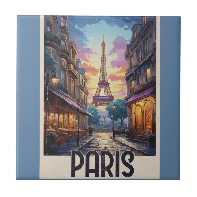 Azulejo Póster de viaje de París (Frente)