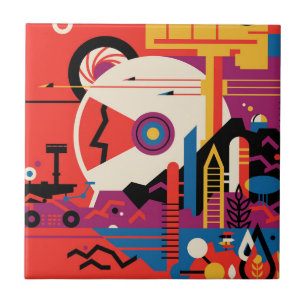 Azulejo Poster del Espacio Retro - Programa de Exploración